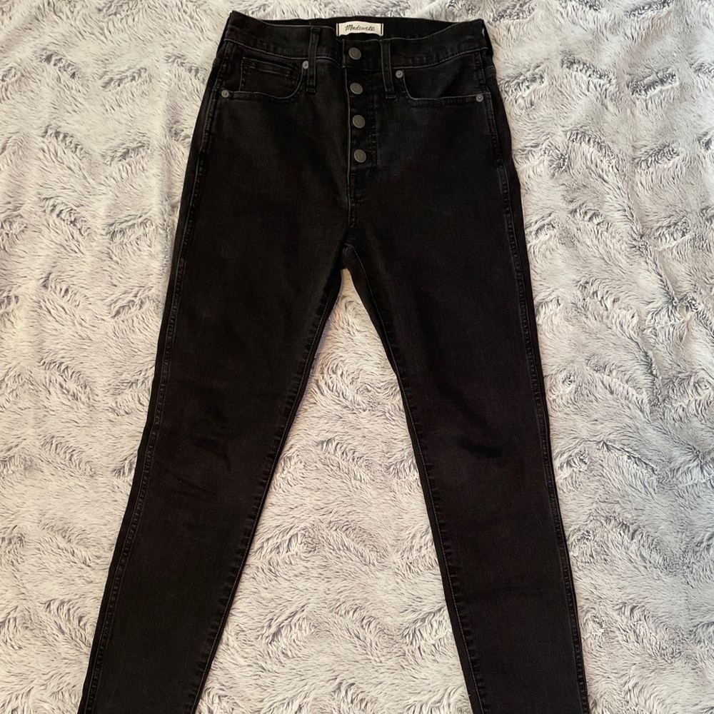 Madewell 10” High Rise Skinny Jeans Women 27 Faded Black Stretch
